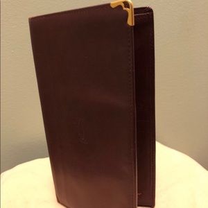 Auth Cartier cardholder checkbook leather wallet